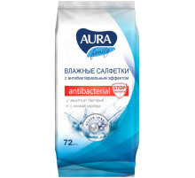 Салфетки влажные 72шт AURA Family антибакте6риальные