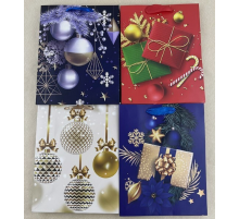 Пакет подарочный бумажный 14*20*7 НГ ЛЮКС с золотым тиснением микс