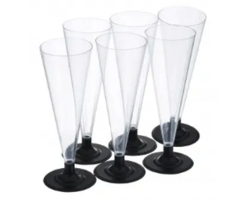 Фужер Кристалл 150мл Конус прозрачный черная ножка - купить в Оренбурге в Упакофф