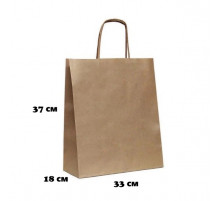 Пакет бумажный с круч. ручками 370*330*180 крафт М (кор200шт)