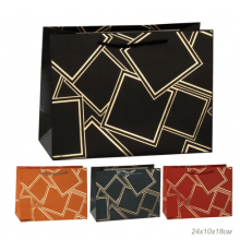 Пакет бумажный с ручками 24*18*10 микс Ромбы