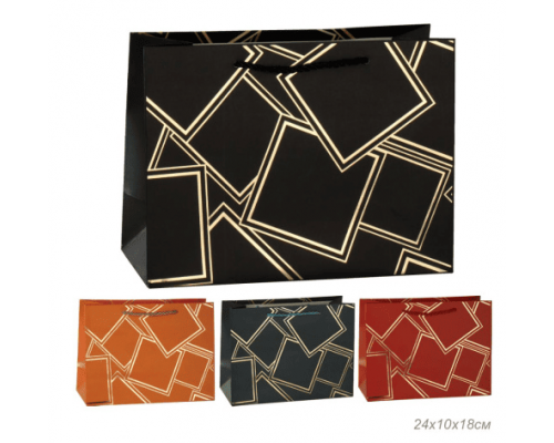 Пакет бумажный с ручками 24*18*10 микс Ромбы - купить в Оренбурге в Упакофф