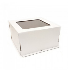 Коробка для торта 300*300*190мм с окном белая