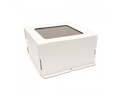 Коробка для торта 300*300*190мм с окном белая - купить в Оренбурге в Упакофф