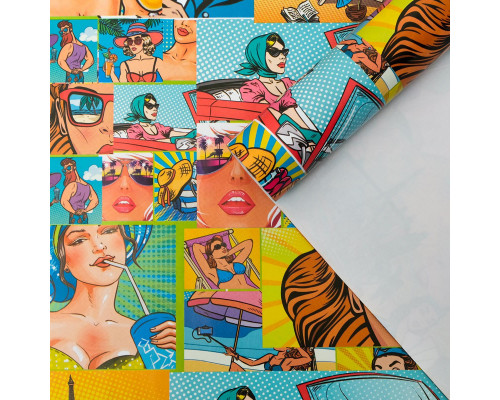 Бумага упаковочная 50*70 Pop-art отдых глянцевая  (10шт) - купить в Оренбурге в Упакофф