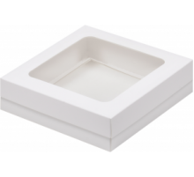 Коробка крышка-дно 20*20*4 с окном белая (уп50шт)