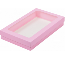 Коробка крышка-дно 25*15*4 с окном розовая (уп50шт)