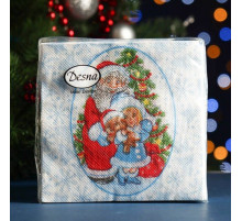 Салфетки бумажные 25*25 40листов 1-слойные Новый год рисунок в ассортименте