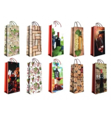 Пакет подарочный 14*35+11см ПОД БУТЫЛКУ в ассортименте