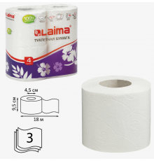 Бумага туалетная LAIMA 3-х сл 4 рулона в упак
