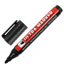 Маркер перманентный ULTRA MARKER ЧЕРНЫЙ 3,5мм с клипом BRAUBERG