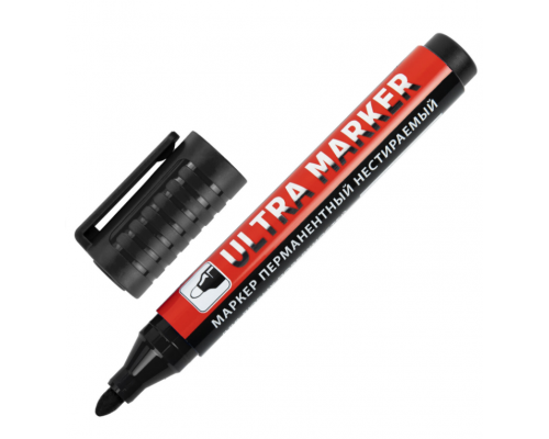 Маркер перманентный ULTRA MARKER ЧЕРНЫЙ 3,5мм с клипом BRAUBERG