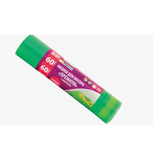 Мешок для мусора ПВД 60л 10шт 25мкм с завязками зеленый рулон PATERA