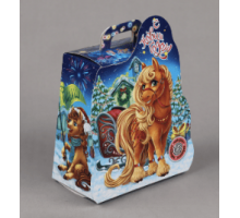 Коробка НГ Лошадка с подарками 163х101х183 800гр