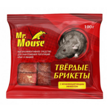 Средство от грызунов Mr.Mouse 100гр парафин-брикет от крыс и мышей