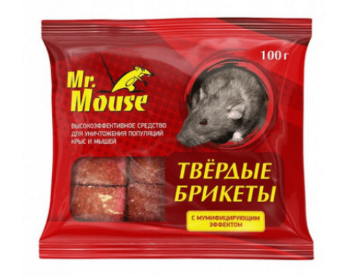 Средство от грызунов Mr.Mouse 100гр парафин-брикет от крыс и мышей