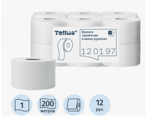 Бумага туалетная Tellus/TORK (Система T2) UNIVERSAL 200м 1-слойная под диспенсер