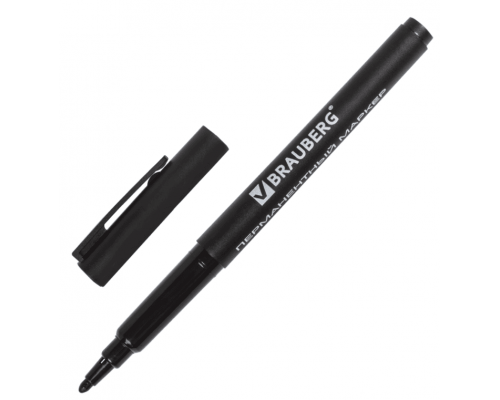 Маркер перманентный BRAUBERG CLASSICLine ЧЕРНЫЙ тонкий наконечник 1мм