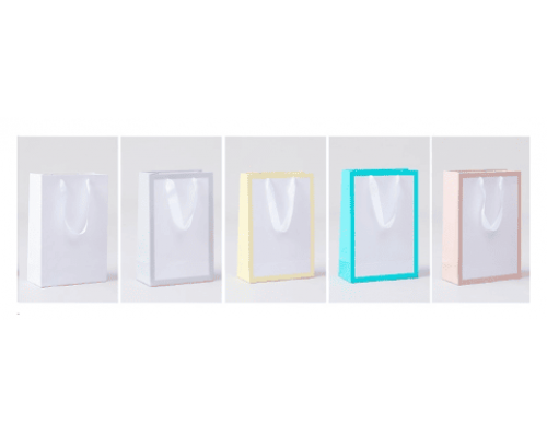 Пакет подарочный бумажный 13*19*6 с каймой цвет в ассортименте