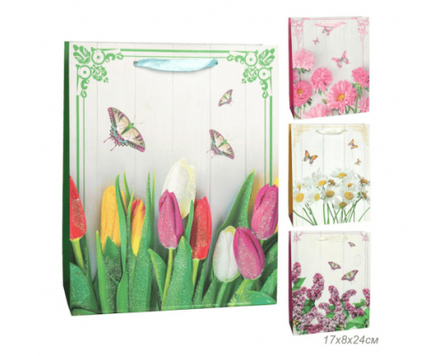 Пакет подарочный бумажный 17*24*8 рисунок микс ЛЮКС в ассортименте