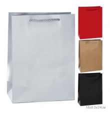 Пакет подарочный бумажный 18*24*8,5 однотонный цвет в ассортименте
