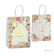 Пакет подарочный бумажный 21*15*8 Цветы рисунок в ассортименте