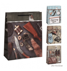 Пакет бумажный с ручками 26*32*10 23 ФЕВРАЛЯ микс