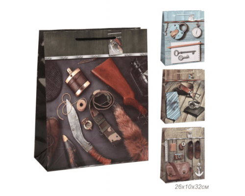 Пакет бумажный с ручками 26*32*10 23 ФЕВРАЛЯ микс