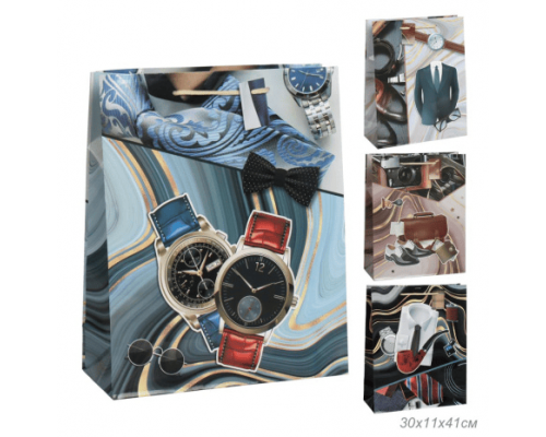 Пакет бумажный с ручками 30*41*11 23 ФЕВРАЛЯ микс