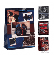 Пакет бумажный с ручками 18*24*7 микс 23 февраля