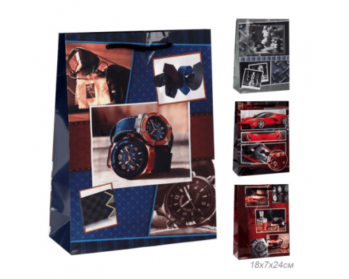 Пакет бумажный с ручками 18*24*7 микс 23 февраля