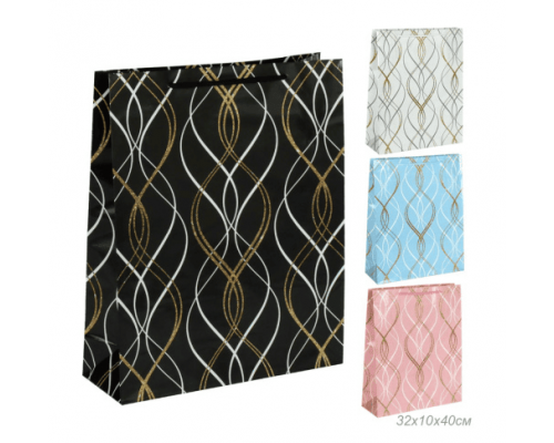 Пакет подарочный бумажный 32*40*10 МИКС УЗОР в ассортименте