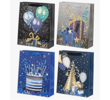 Пакет подарочный бумажный 18*23*10 ЛЮКС рисунок микс цвет в ассортименте