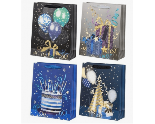 Пакет подарочный бумажный 18*23*10 ЛЮКС рисунок микс цвет в ассортименте