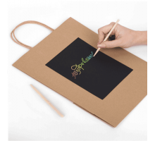 Пакет подарочный 26x13x32 НАБОР скретч-слой+стилус "Kraft Mix"