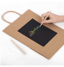 Пакет подарочный 26x13x32 НАБОР скретч-слой+стилус "Kraft Mix"