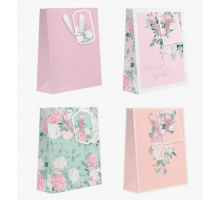 Пакет подарочный бумажный 33*13*45 МИКС тиснение рисунок в ассортименте