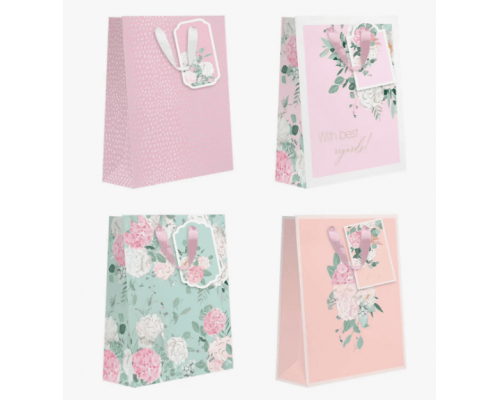 Пакет подарочный бумажный 33*13*45 МИКС тиснение рисунок в ассортименте