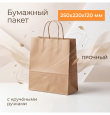 Пакет бумажный с круч. ручками 250*220*120 крафт (кор250шт)