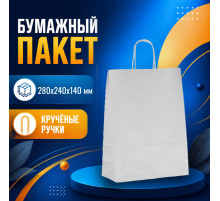 Пакет бумажный с круч. ручками 280*240*140 белый М