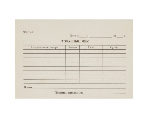 Бланк Товарный чек А6 (уп100)