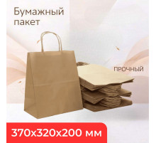 Пакет бумажный с круч. ручками 370*320*200 крафт (кор200шт)