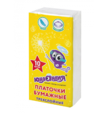 Платочки бумажные 3-х слойные 10л/пачка в ассортименте