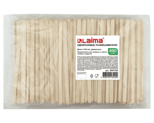 Размешиватель деревянный 14см LAIMA (уп 450шт)