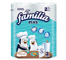 Полотенца бумажные FAMILIA 2шт в упак 2-х слойные белые