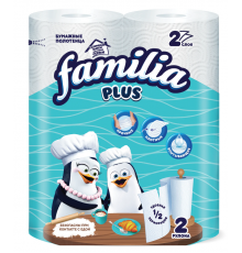 Полотенца бумажные FAMILIA 2шт в упак 2-х слойные белые